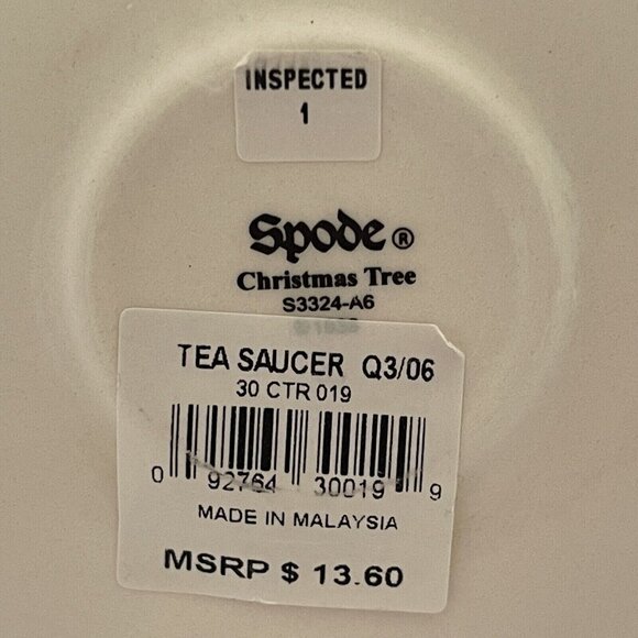 Spode Christmas Tree Tea Cup Saucer Set S3324 Green Trim Replacement Holiday - Picture 12 of 12